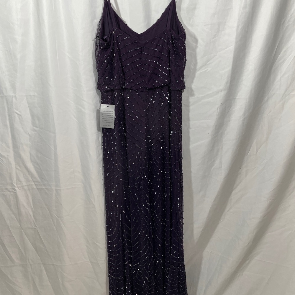 NEW Adrianna Papell Embellished Blouson Gown in Amethyst/Gunmetal [SZ 10‎ ] - Picture 11 of 14